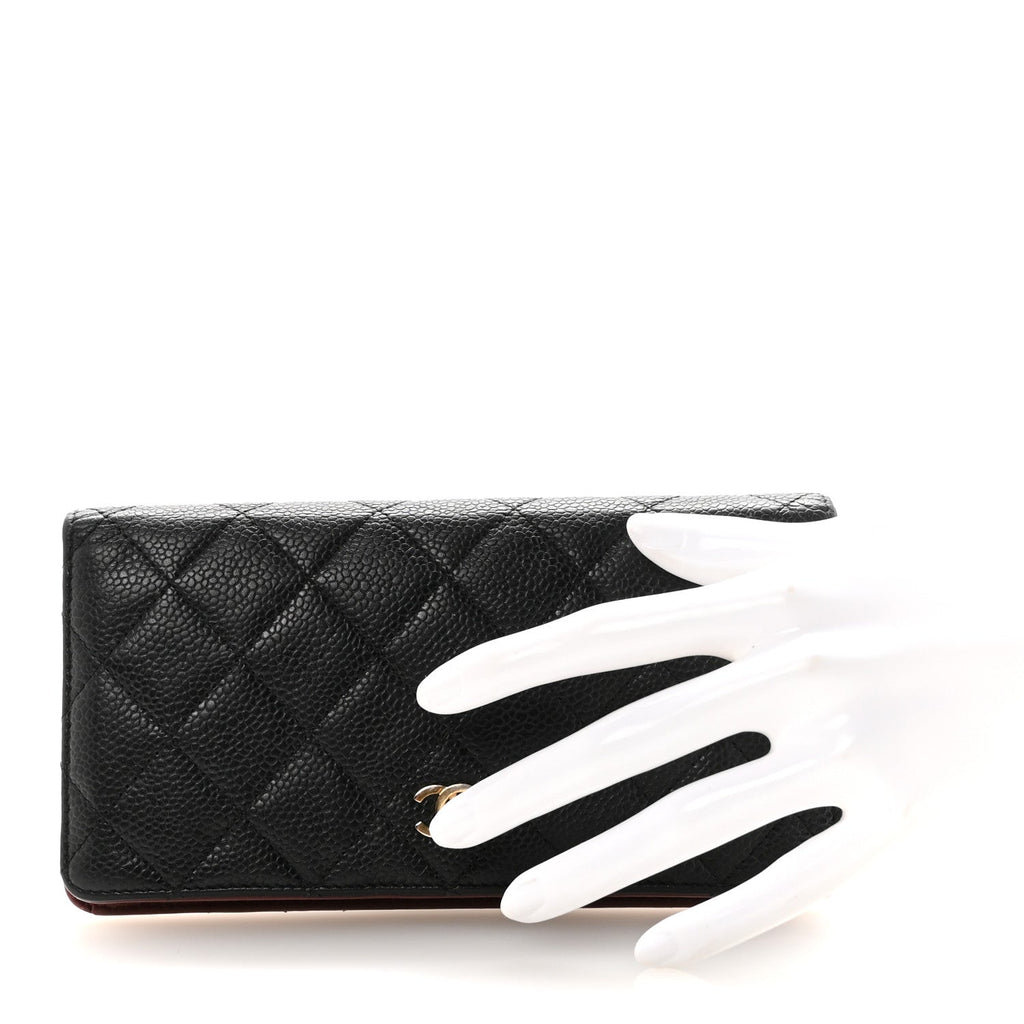 Chanel Caviar Quilted Yen Wallet Black