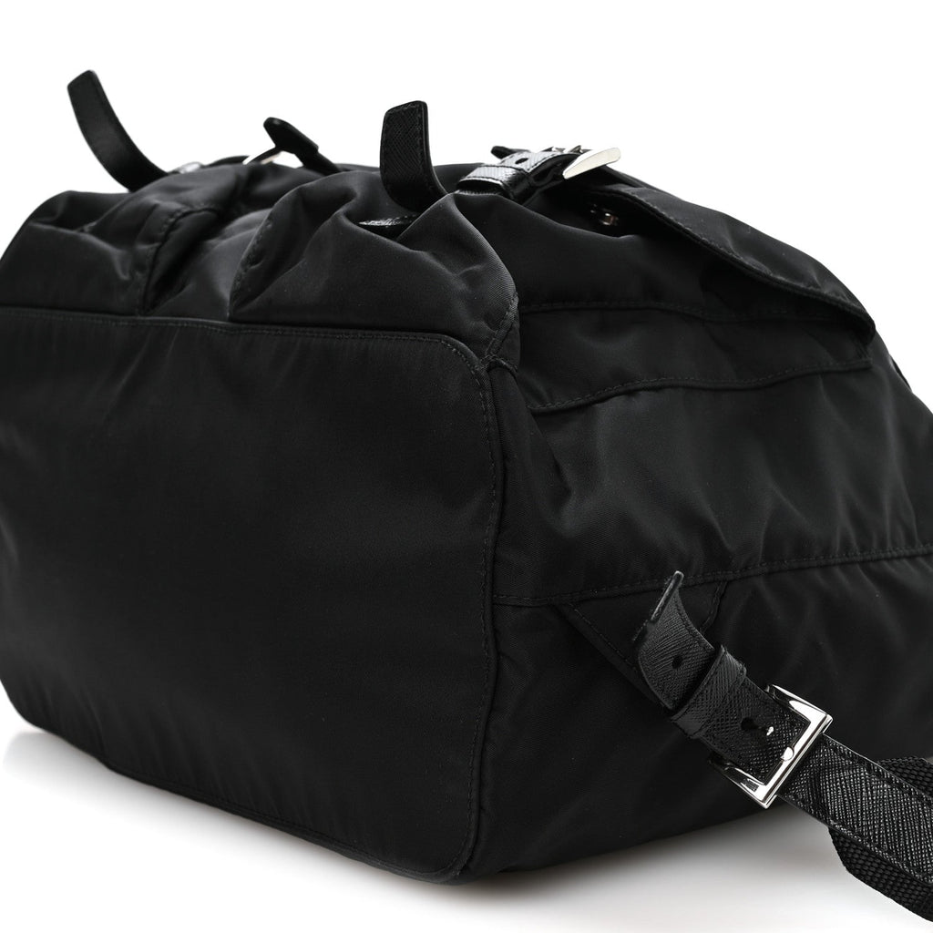 Prada Re-Nylon Vela Saffiano Medium Backpack Black
