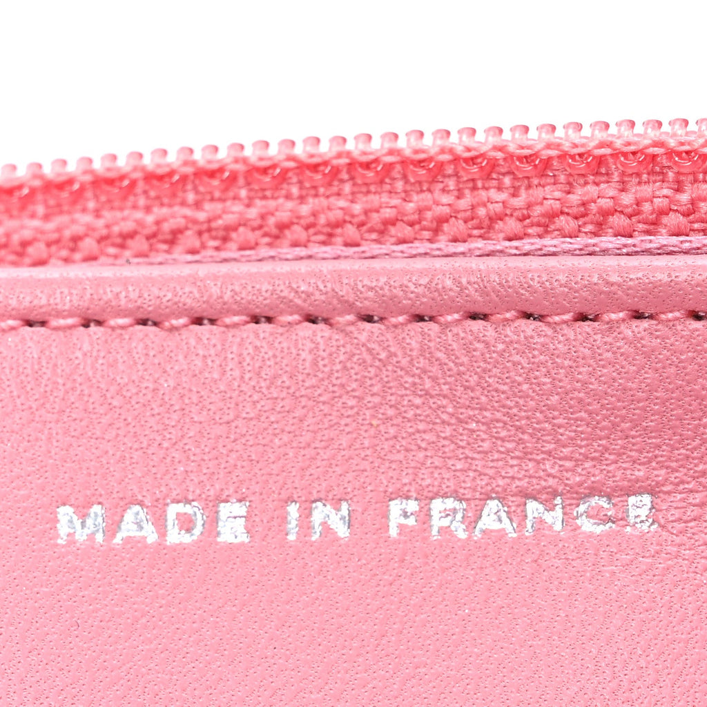 Chanel Lambskin Camellia Embossed Wallet on Chain WOC Pink