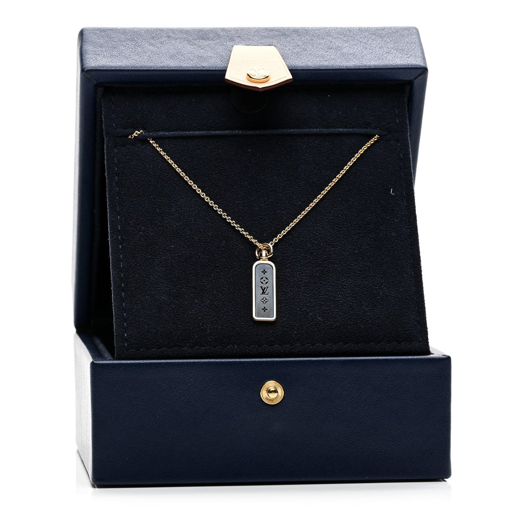 Louis Vuitton 18K Yellow Gold Blue Titanium Small Les Gastons Tag Pendant Necklace