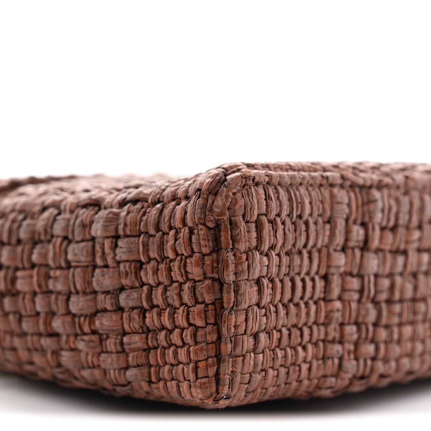 Chanel Braided Raffia Quilted Top Handle Slim Vanity With Chain Brown