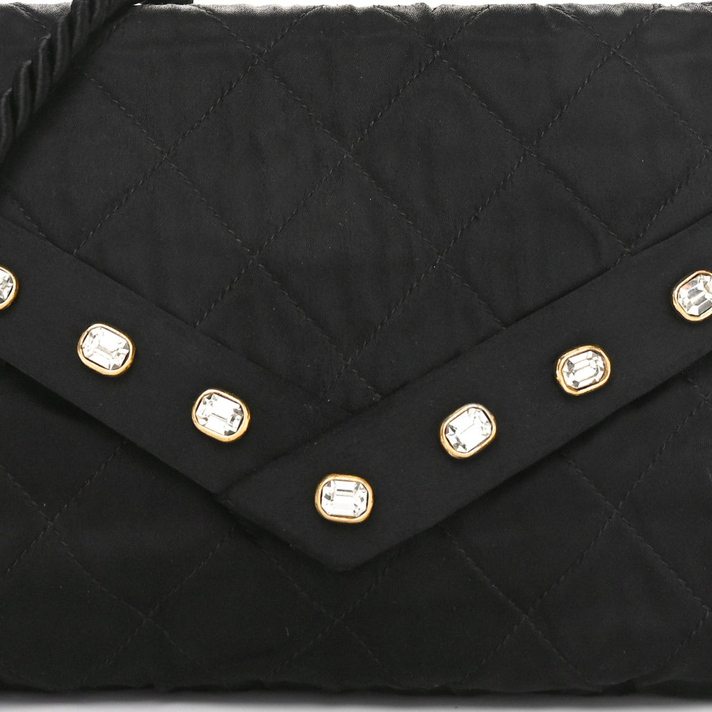 Chanel Fabric Quilted Crystal Envelope Small Flap Black