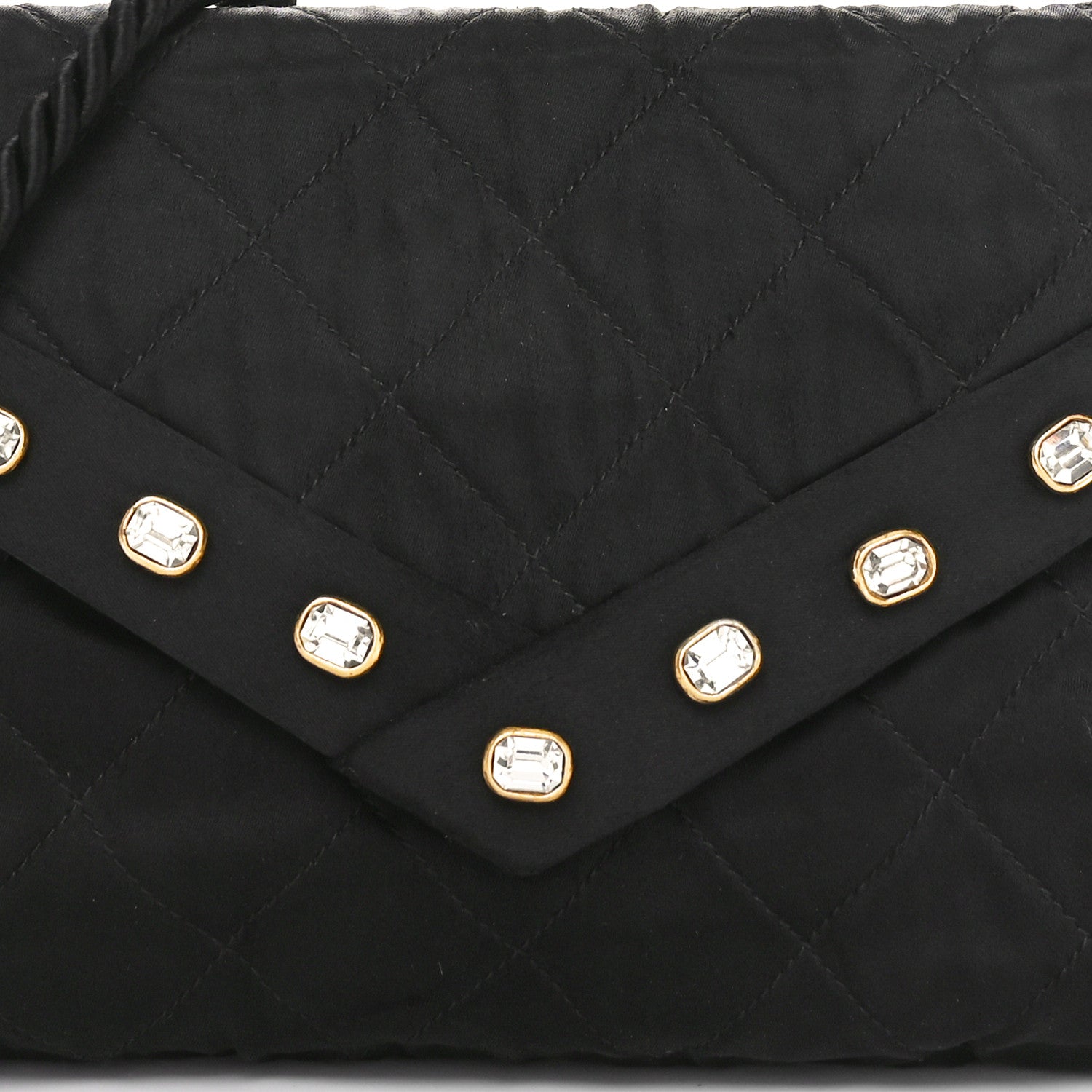 Chanel Fabric Quilted Crystal Envelope Small Flap Black