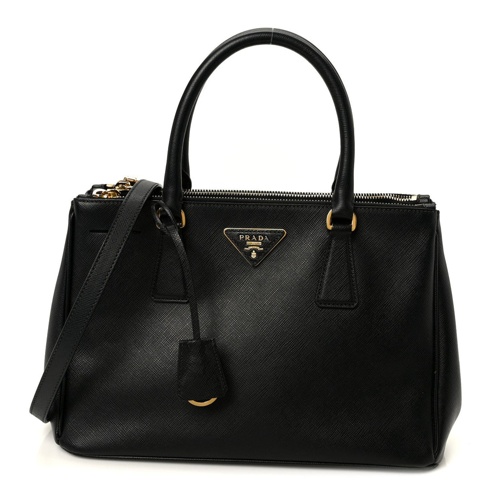 Prada Saffiano Small Galleria Double Zip Tote Black