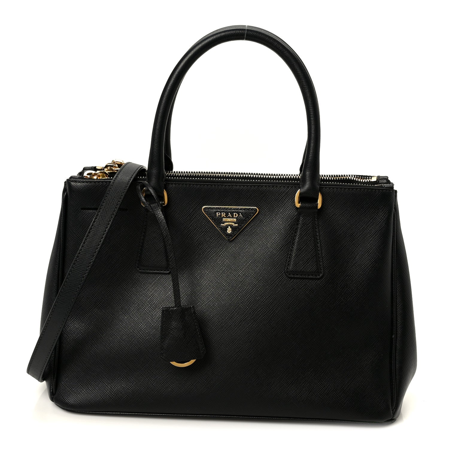 Prada Saffiano Small Galleria Double Zip Tote Black