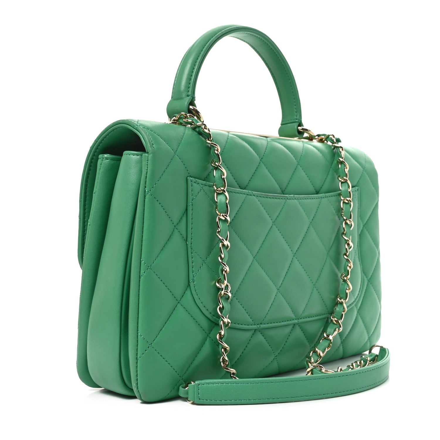 Chanel Lambskin Quilted Medium Trendy CC Flap Dual Handle Bag Green