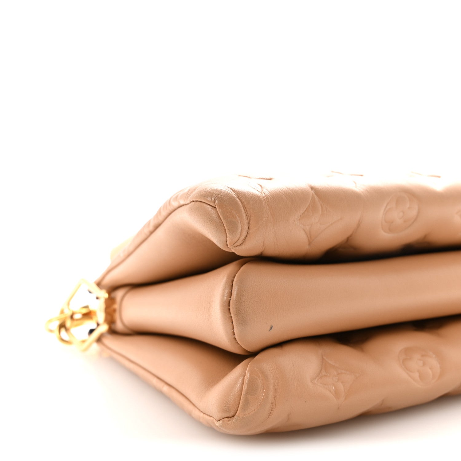 Louis Vuitton Lambskin Embossed Monogram Coussin PM Camel