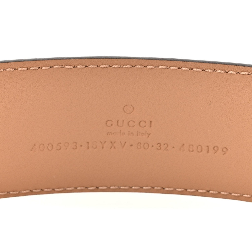 Gucci Azalea Calfskin Enamel Monochrome Double G 40mm Belt 80 32 Camelia