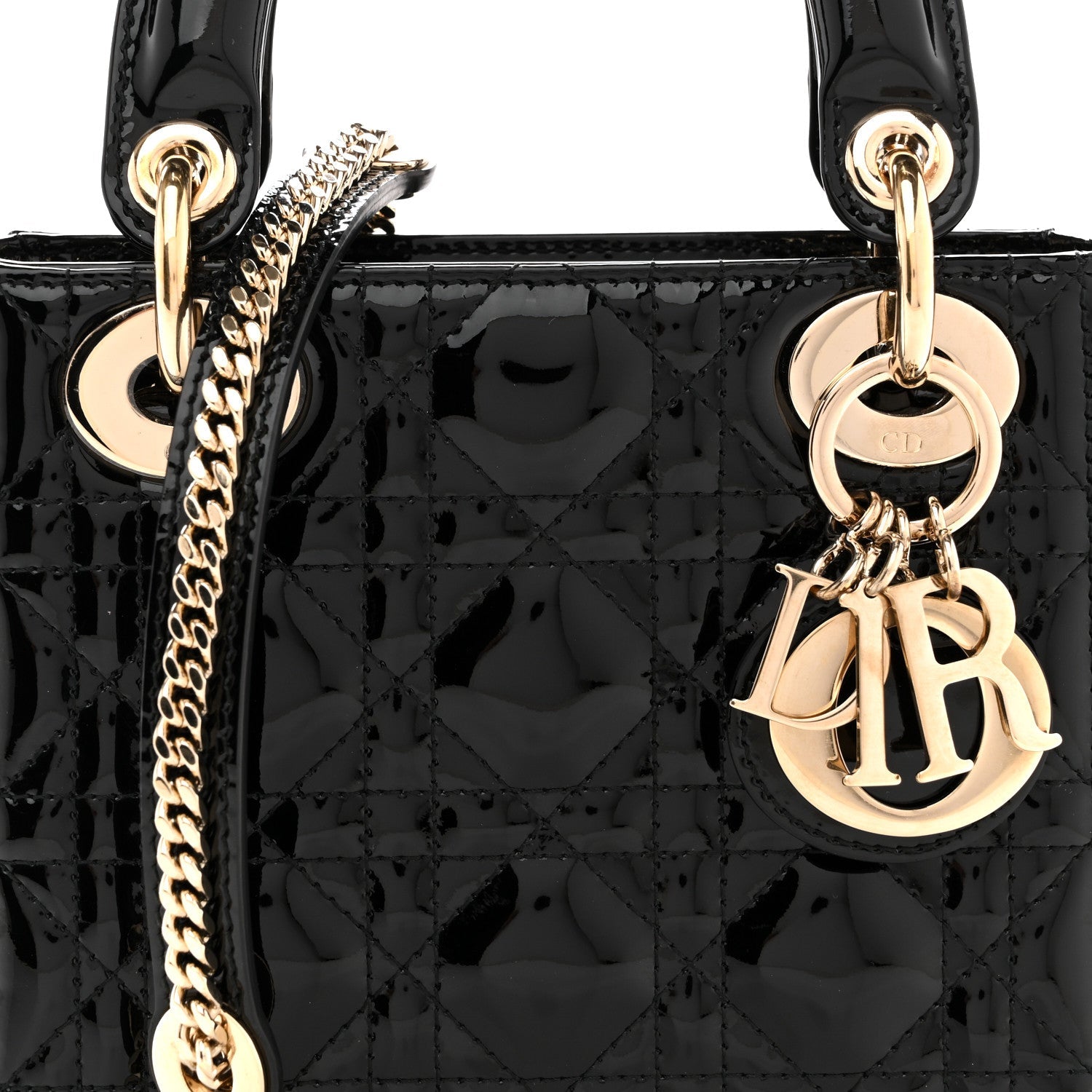 Christian Dior Patent Cannage Mini Lady Dior Black