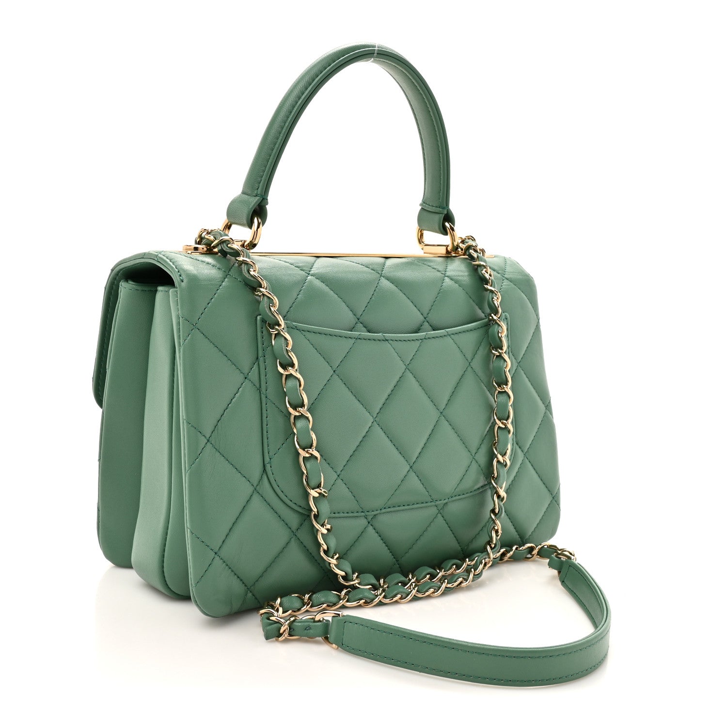Chanel Lambskin Quilted Small Trendy CC Flap Dual Handle Bag Light Green