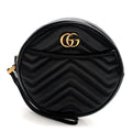Gucci Calfskin Matelasse GG Marmont Round Wrist Wallet Black
