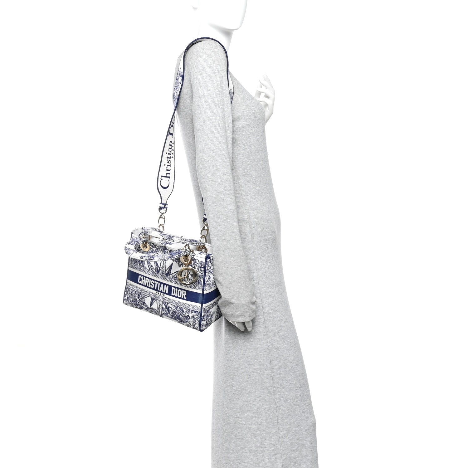 Christian Dior Canvas Reverse Embroidered Rêve d'Infini Medium Lady D-Lite Blue Multicolor