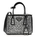 Prada Satin Crystal Mini Galleria Double Zip Tote Metal