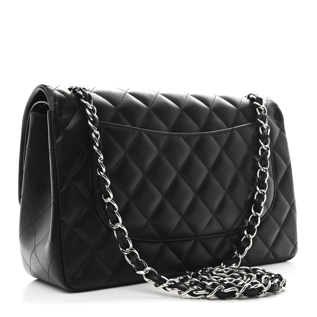 Chanel Lambskin Quilted Jumbo Double Flap Black