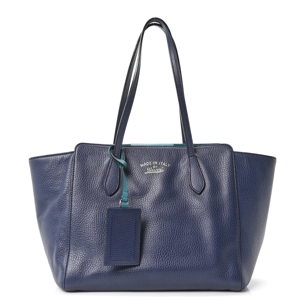 Gucci Dollar Calfskin Small Swing Tote Classic Marine Deep Cobalt