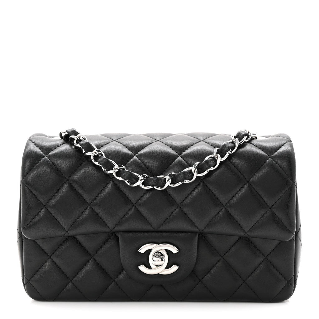 Chanel Lambskin Quilted Mini Rectangular Flap Black