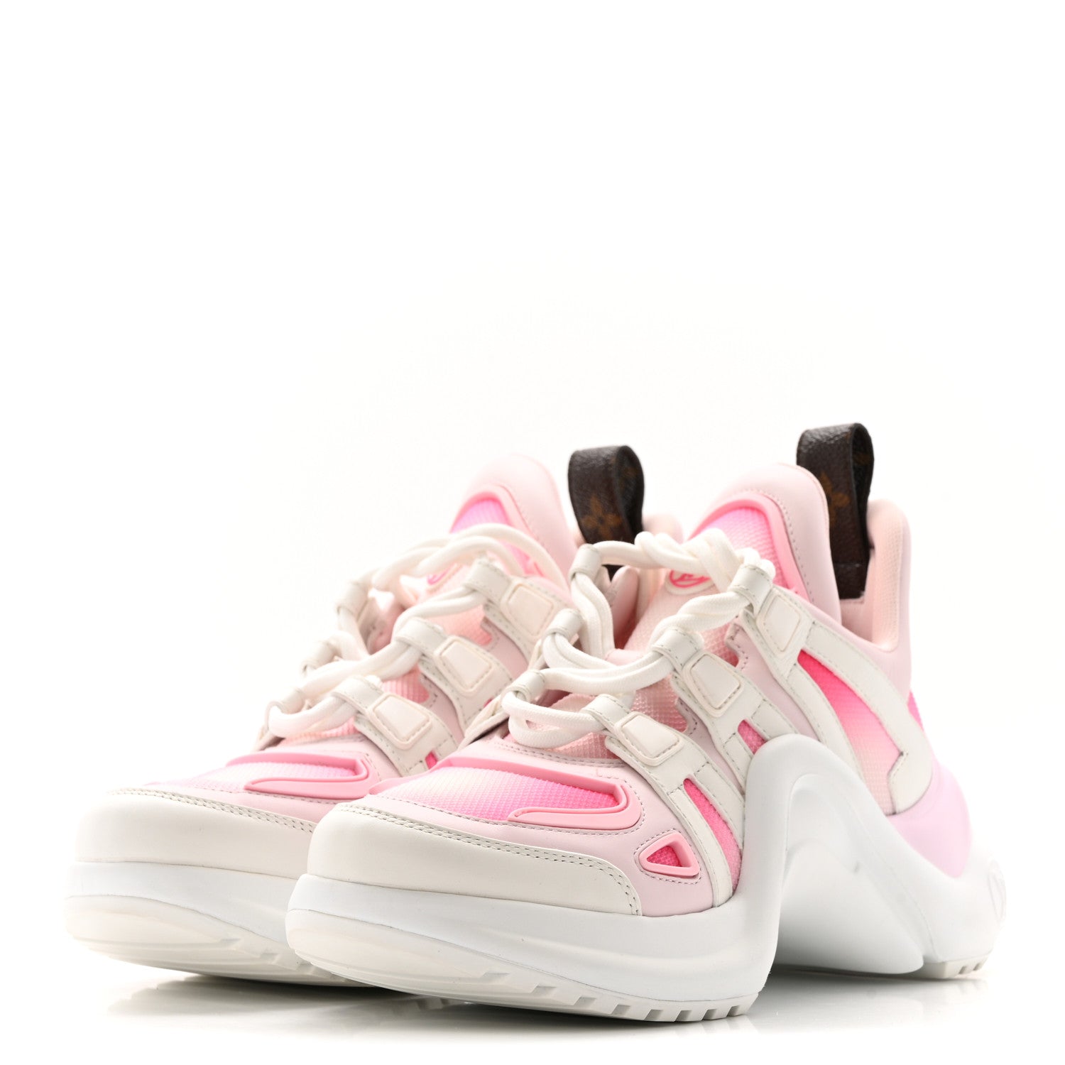 Louis Vuitton Calfskin Technical Nylon LV Archlight Sneakers 37 White Pink