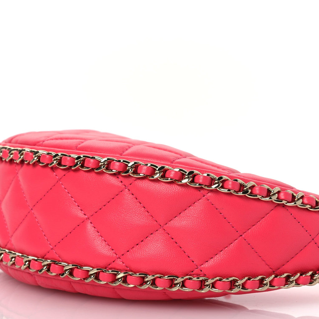 Chanel Lambskin Quilted Chain Around Hobo Pink