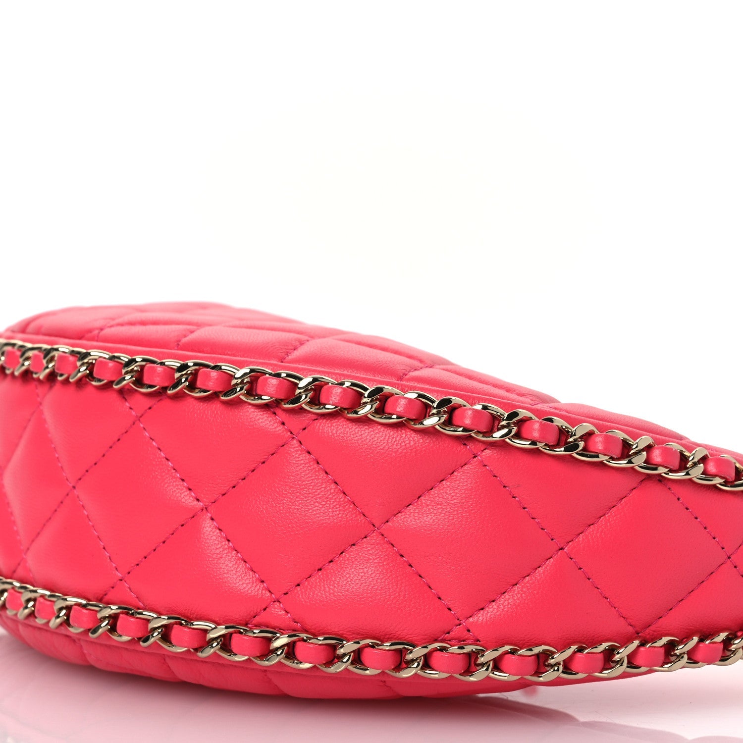 Chanel Lambskin Quilted Chain Around Hobo Pink