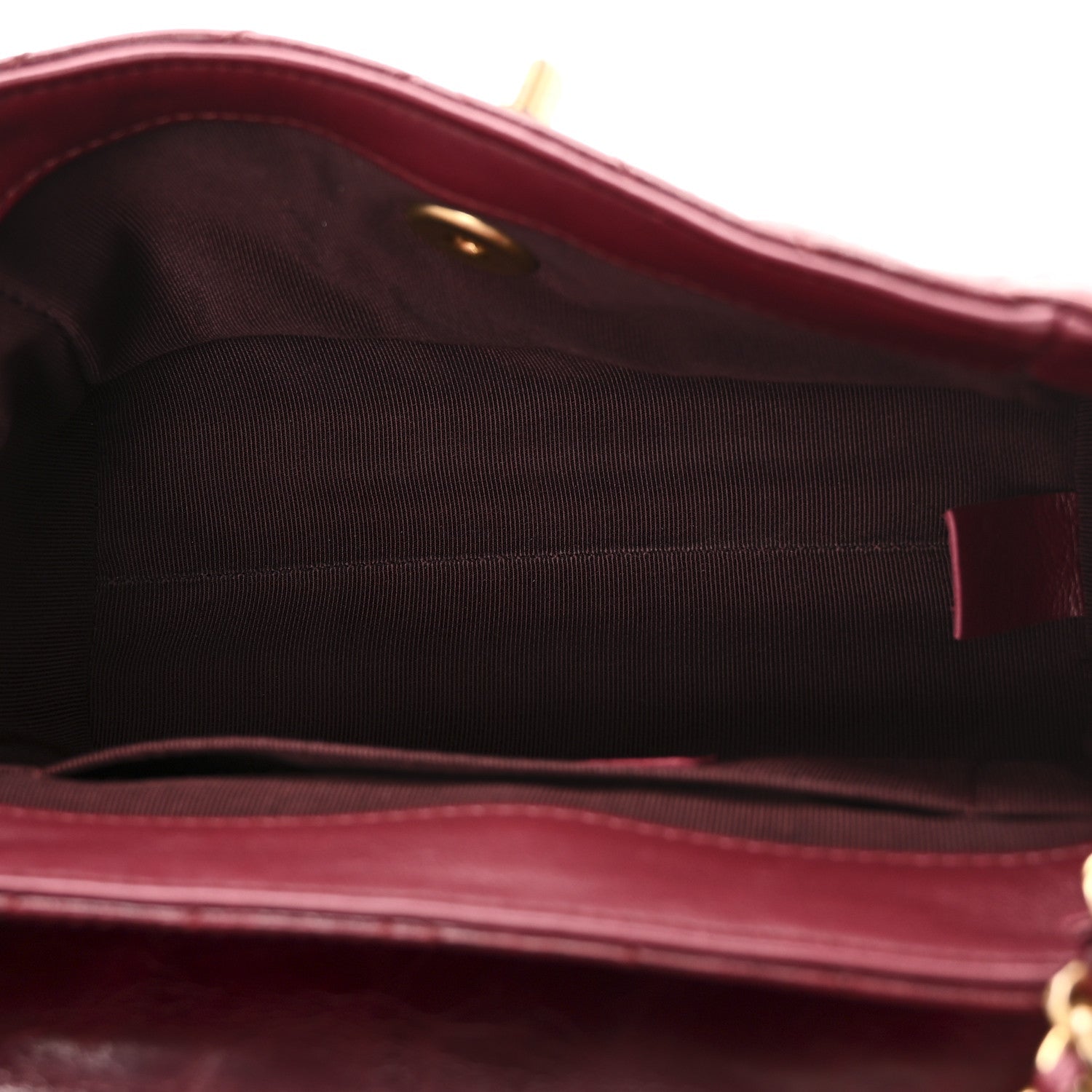 Chanel Glazed Calfskin Chevron Quilted Small Hampton Flap Burgundy