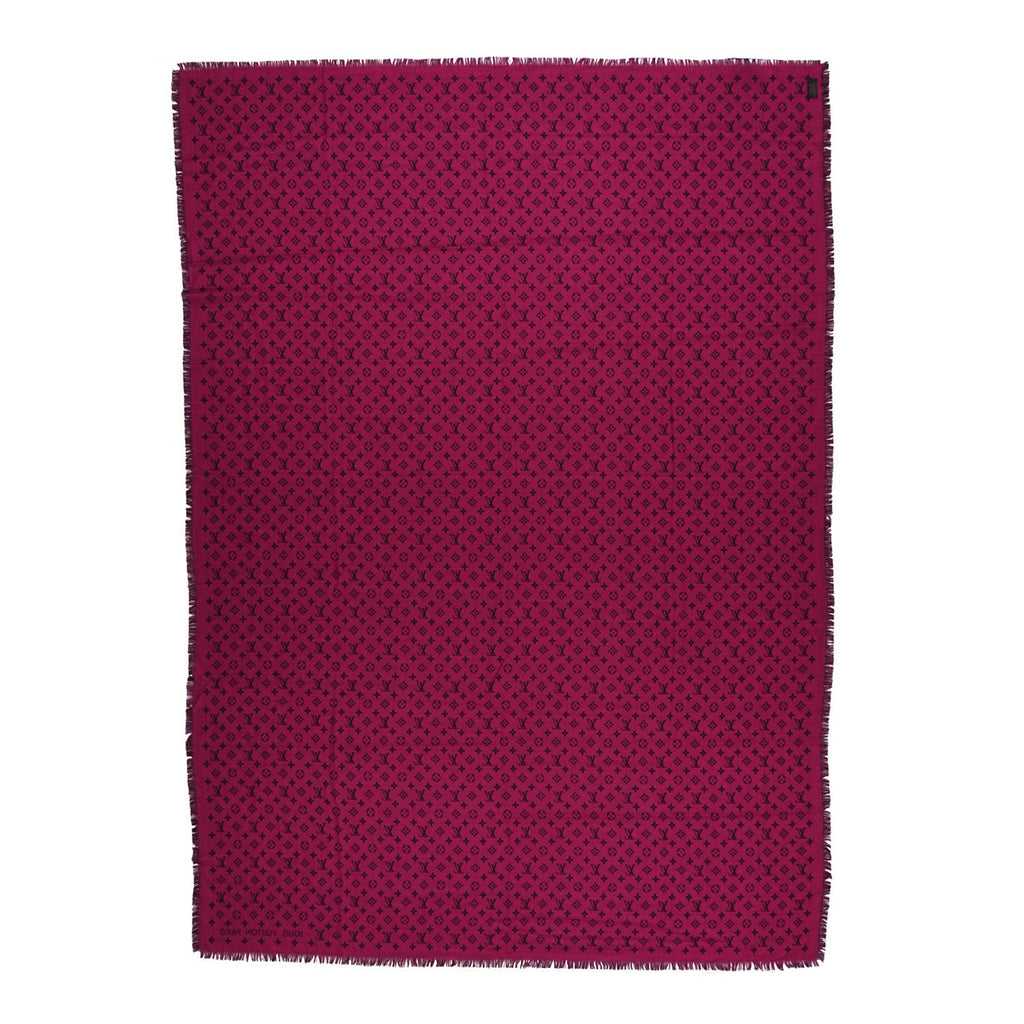 Louis Vuitton Wool Silk So LV Stole Pink Black
