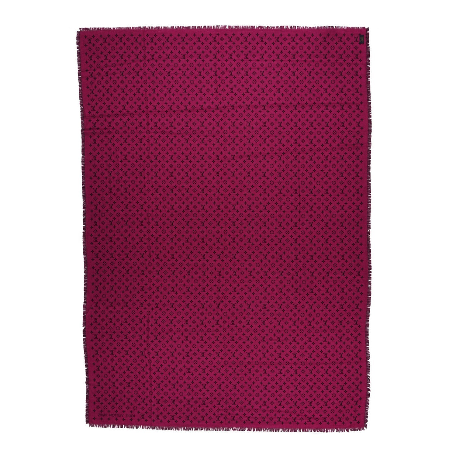 Louis Vuitton Wool Silk So LV Stole Pink Black
