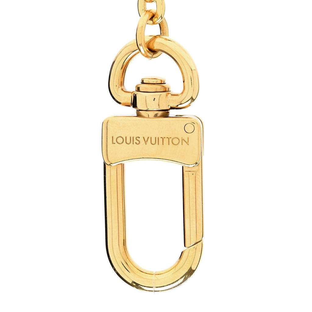 Louis Vuitton Brass Enamel Fleur De Monogram Bag Charm Chain Gold