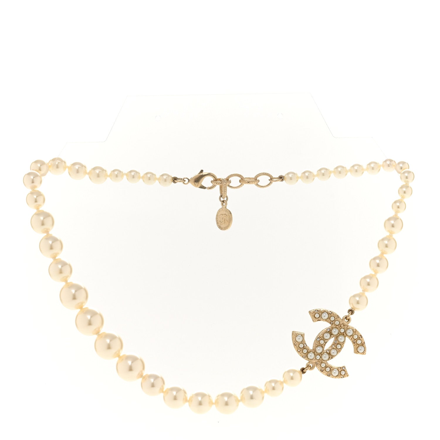 Pearl CC 100th Anniversary Necklace Light Gold