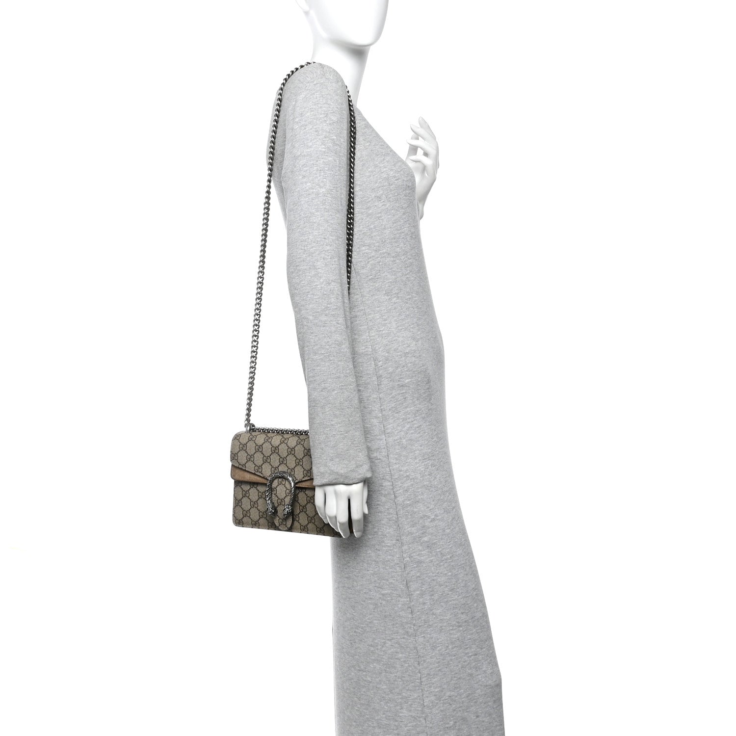 Gucci GG Supreme Monogram Mini Dionysus Shoulder Bag Taupe