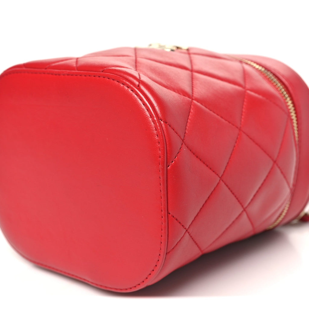 Chanel Lambskin Quilted Trendy Vanity Case Red