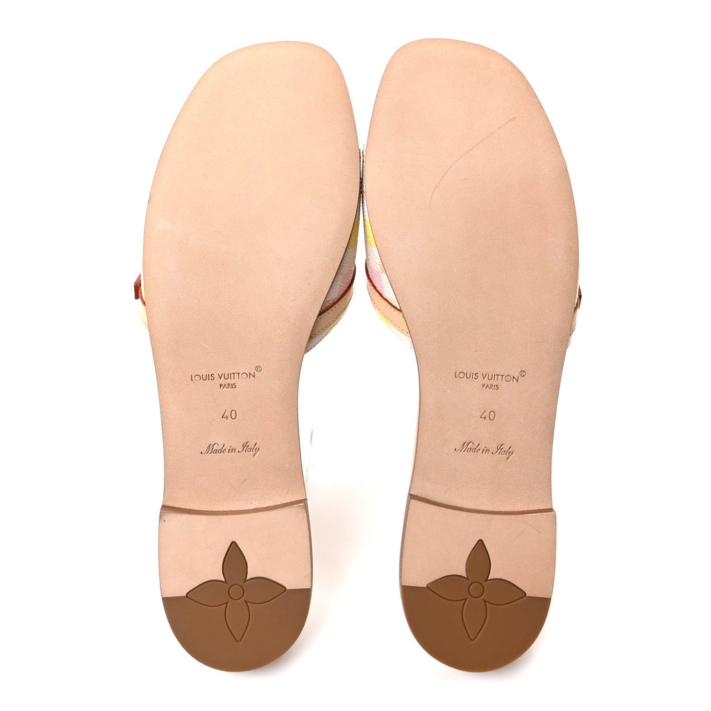 Louis Vuitton Damierlicious Neo Revival Flat Mule Sandals 40 Rose Peach