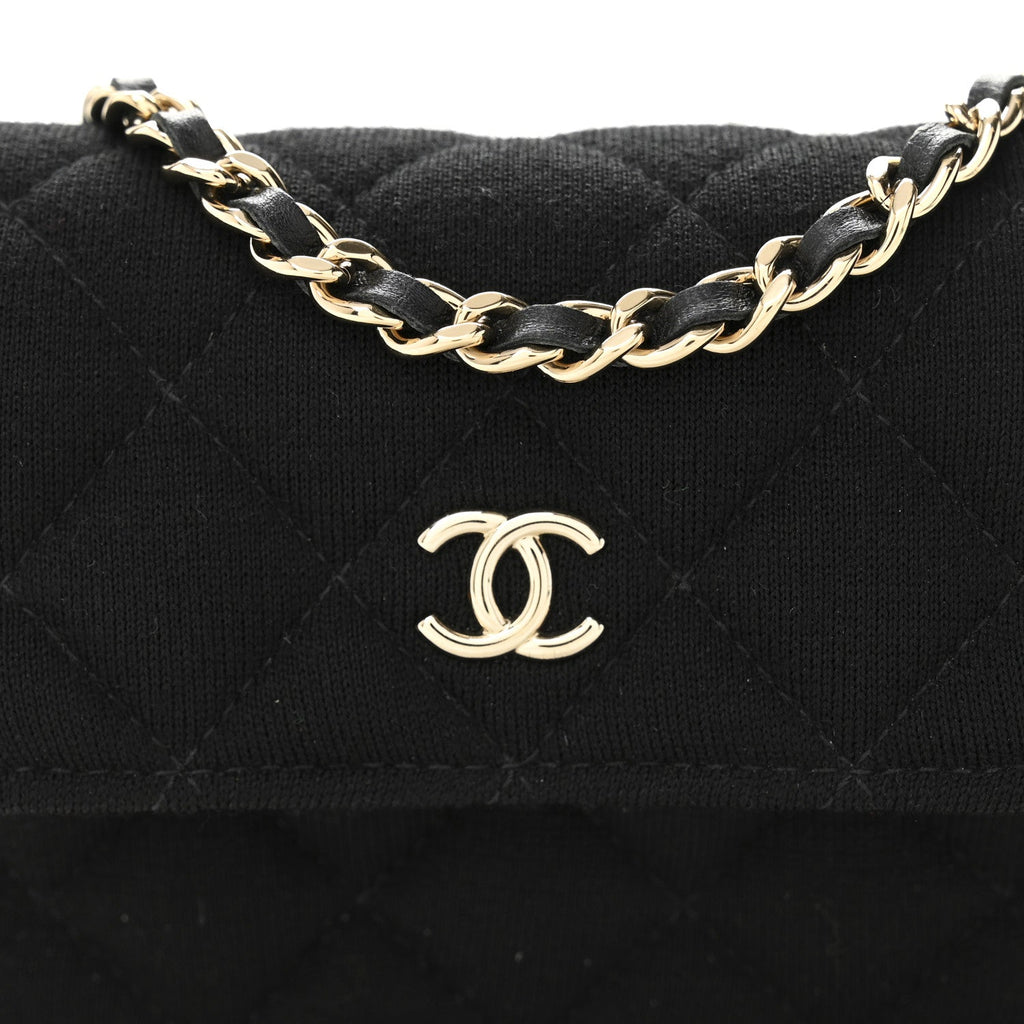 Chanel Jersey Quilted Micro Mini Flap Black
