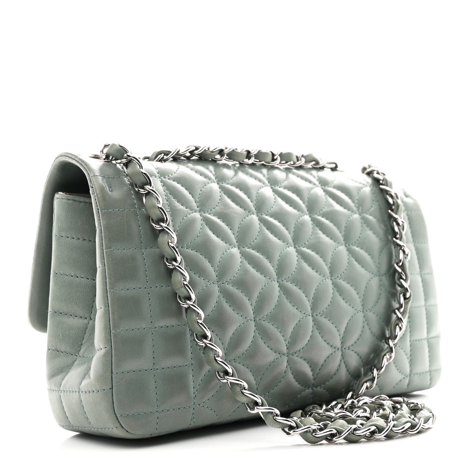 Chanel Lambskin Quilted Lady Graphic Flap Green