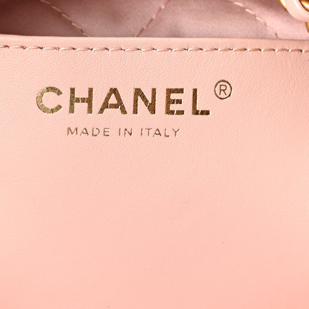 Chanel Shiny Calfskin Quilted Mini Chanel 22 Light Pink