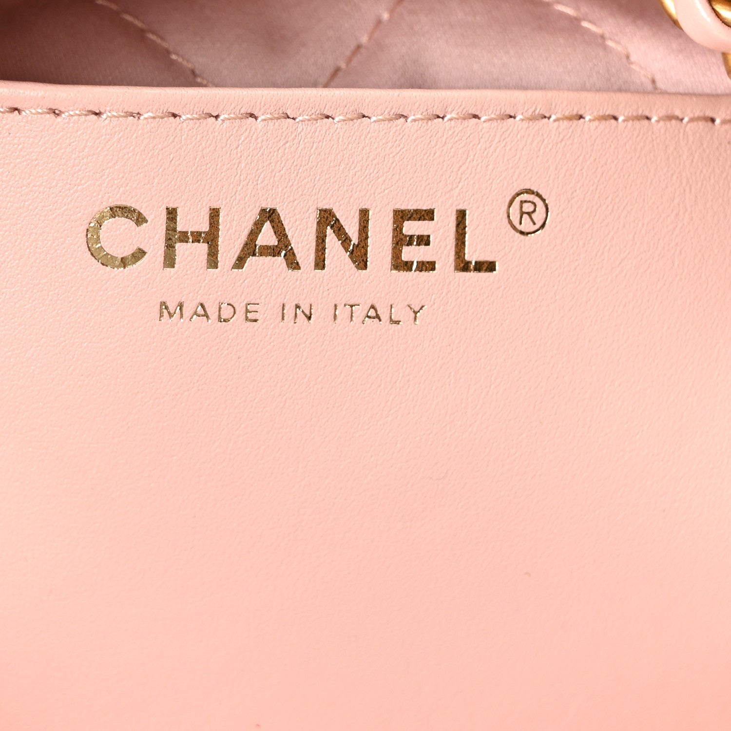 Chanel Shiny Calfskin Quilted Mini Chanel 22 Light Pink