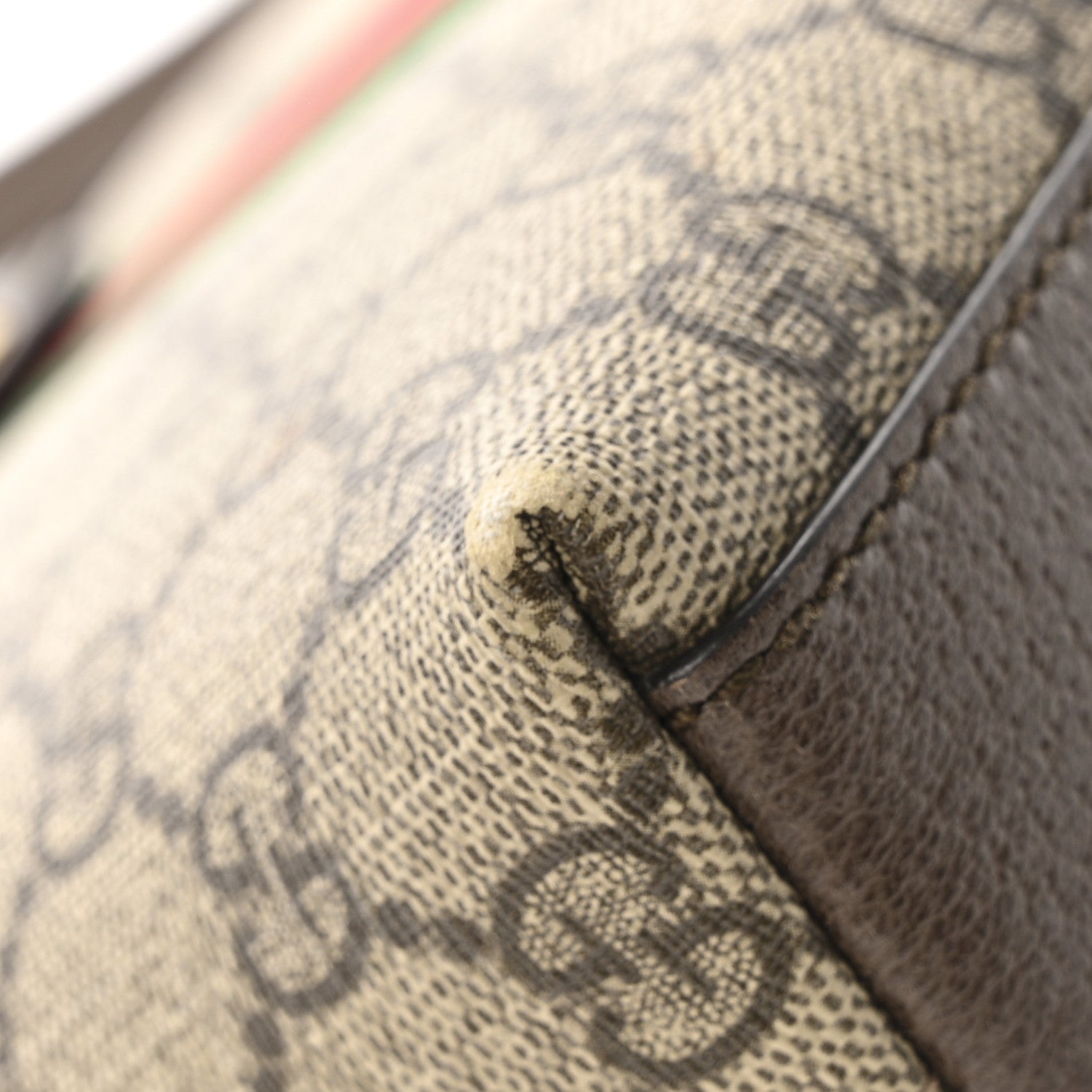 Gucci GG Supreme Monogram Textured Dollar Calfskin Web Small Ophidia Dome Shoulder Bag Beige Ebony New Acero