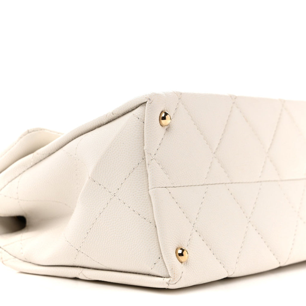 Chanel Caviar Quilted Mini Retro Twist Top Handle Flap White