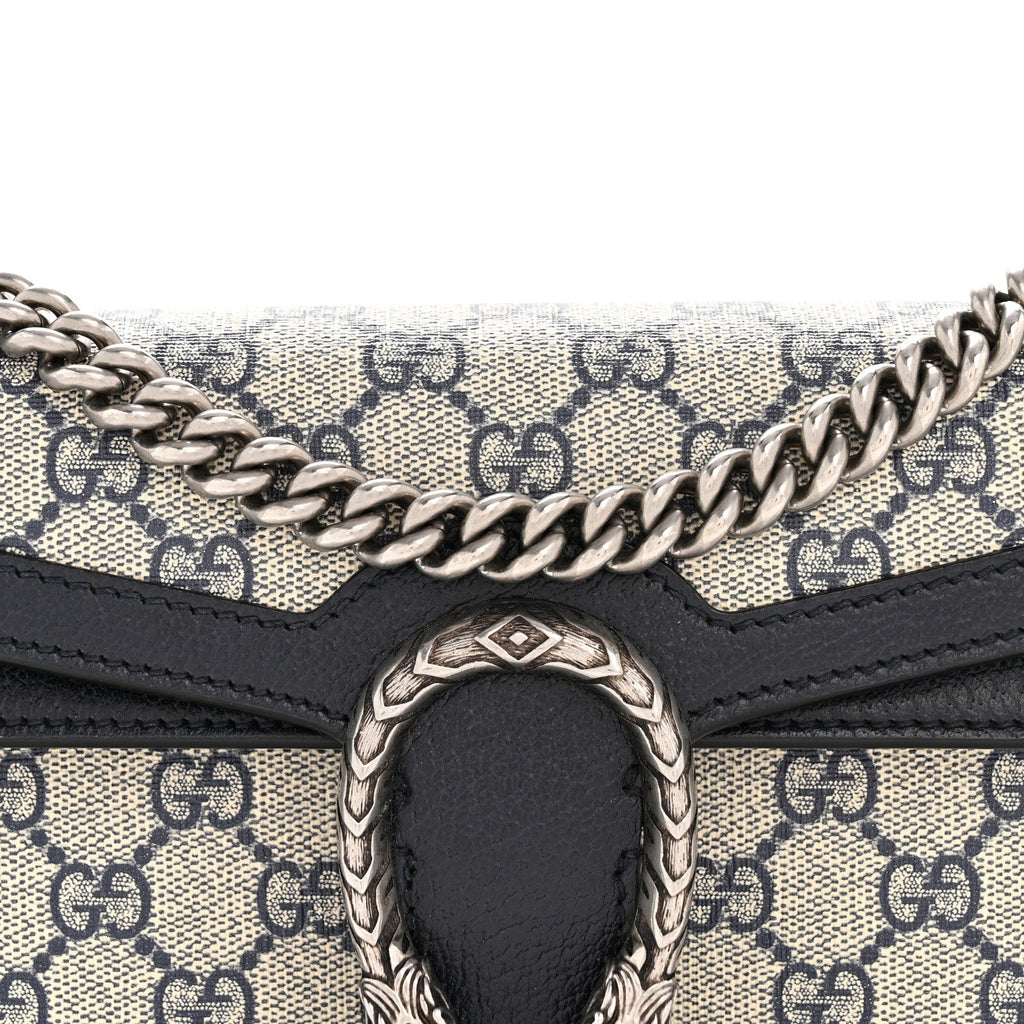 Gucci GG Supreme Monogram Textured Dollar Calfskin Small Rectangular Dionysus Shoulder Bag Beige Blue