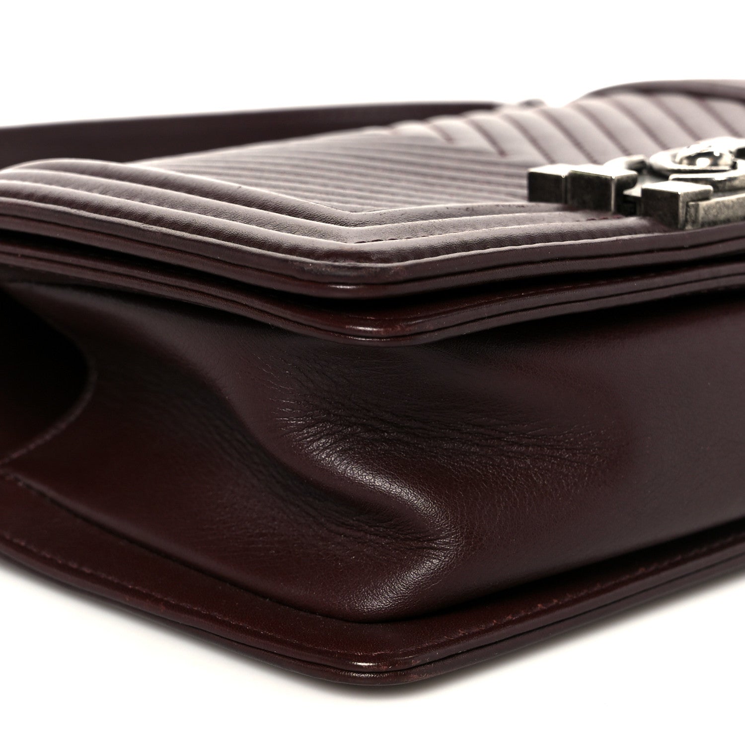 Chanel Calfskin Chevron Quilted Small Boy Flap Burgundy