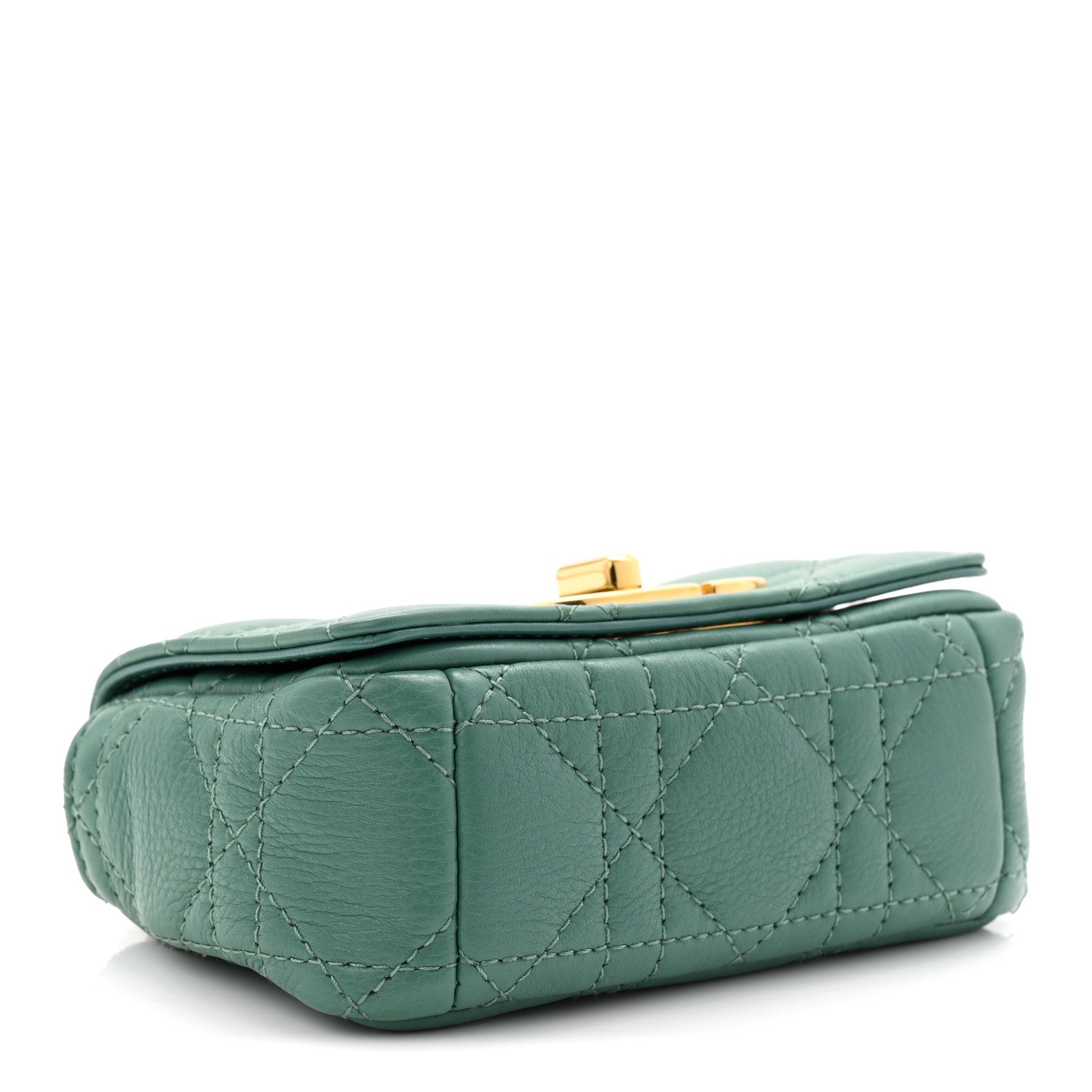 Christian Dior Supple Calfskin Cannage Micro Caro Bag Vert Tundra