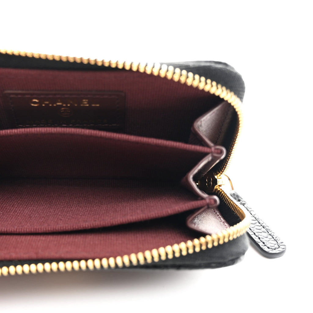 Caviar Quilted Zip Coin Purse Black