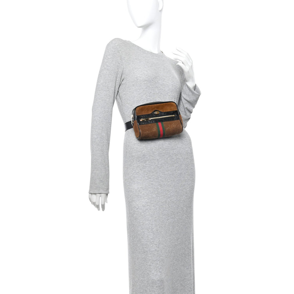 Gucci Suede Small Ophidia Belt Bag 85 34 Brown