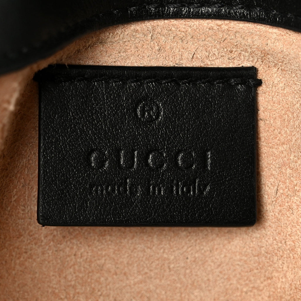 Gucci Calfskin Matelasse Super Mini GG Marmont Shoulder Bag Black