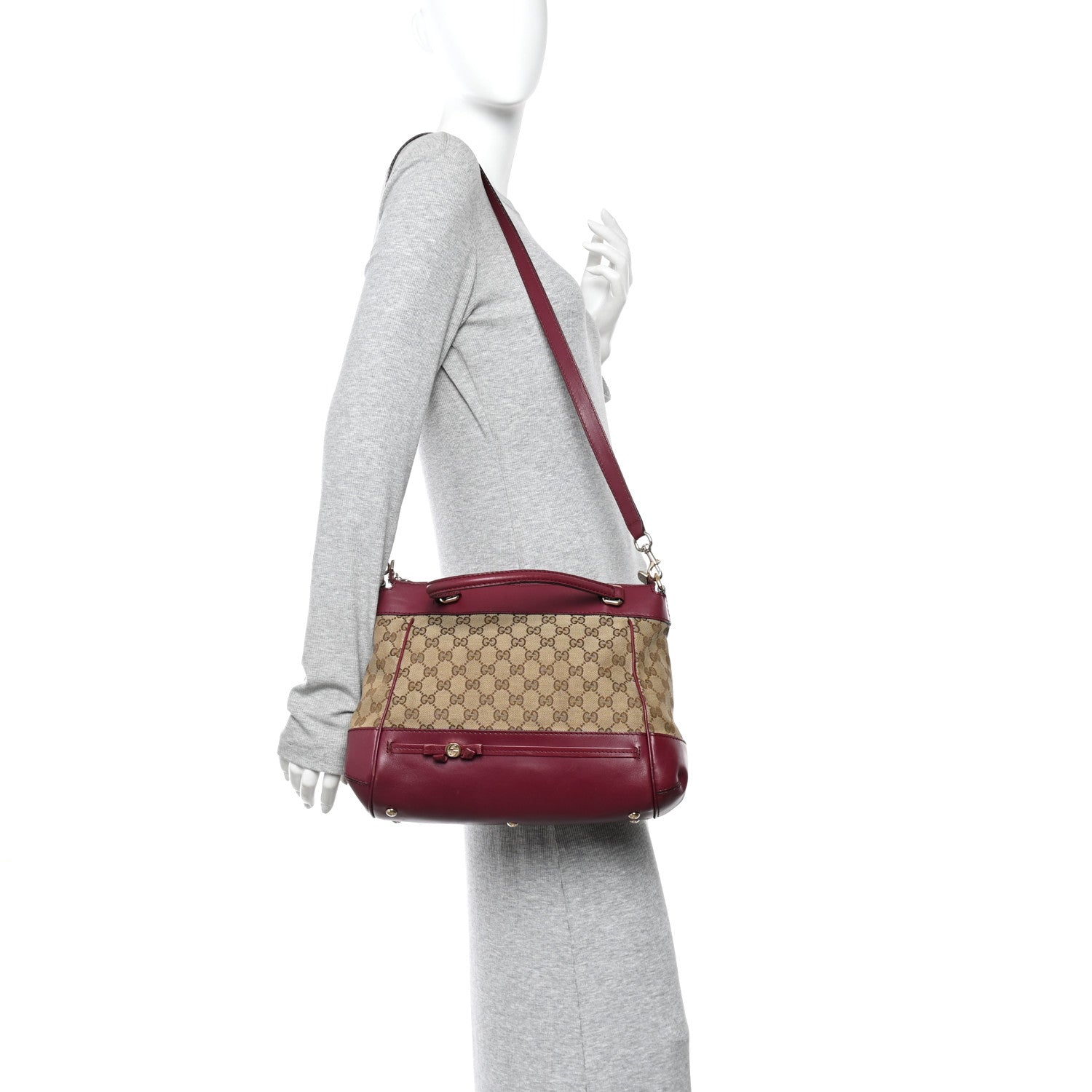 Gucci Monogram Web Mayfair Top Handle Satchel Beige Pink