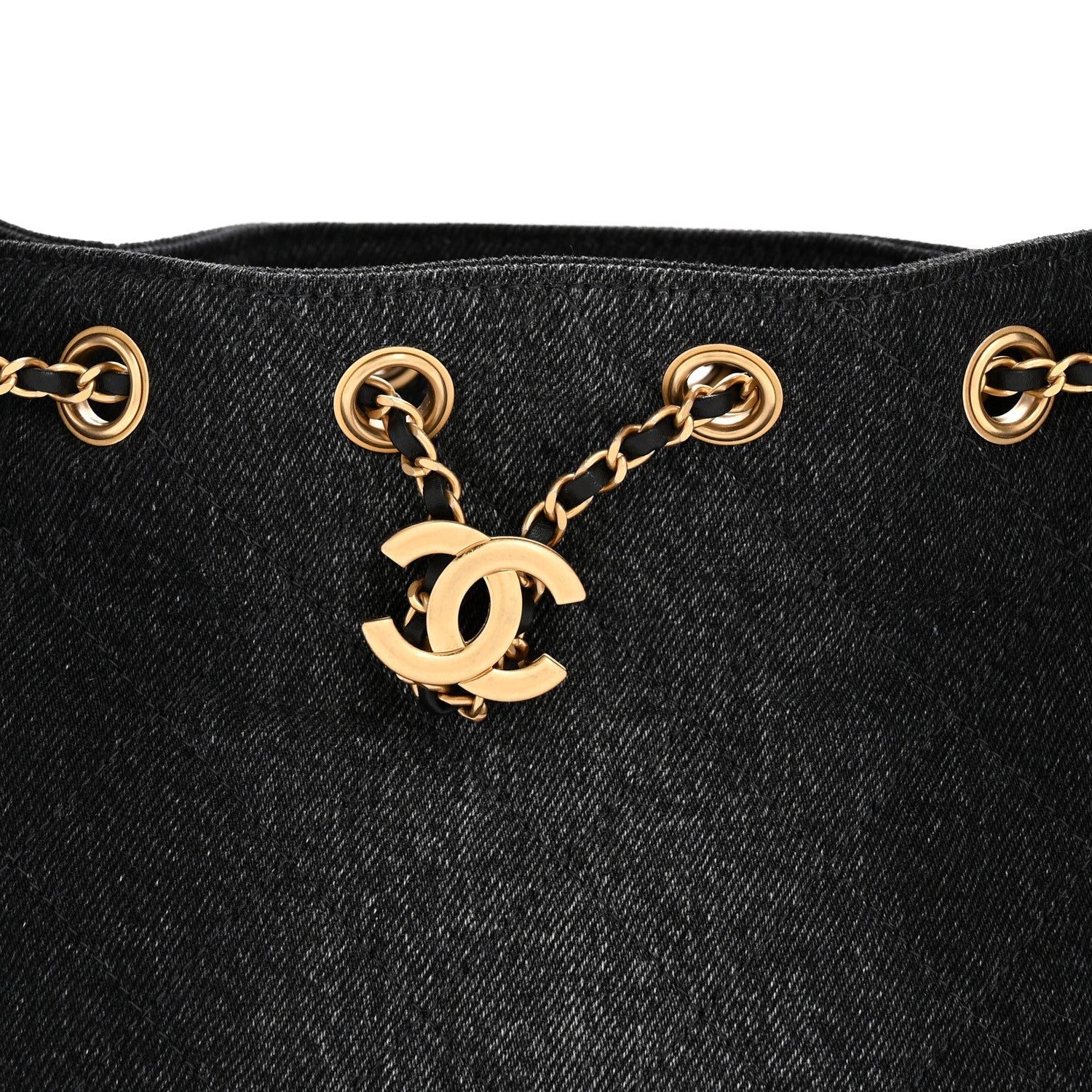 Chanel Washed Denim Quilted Mini Chanel 25 Handbag Black