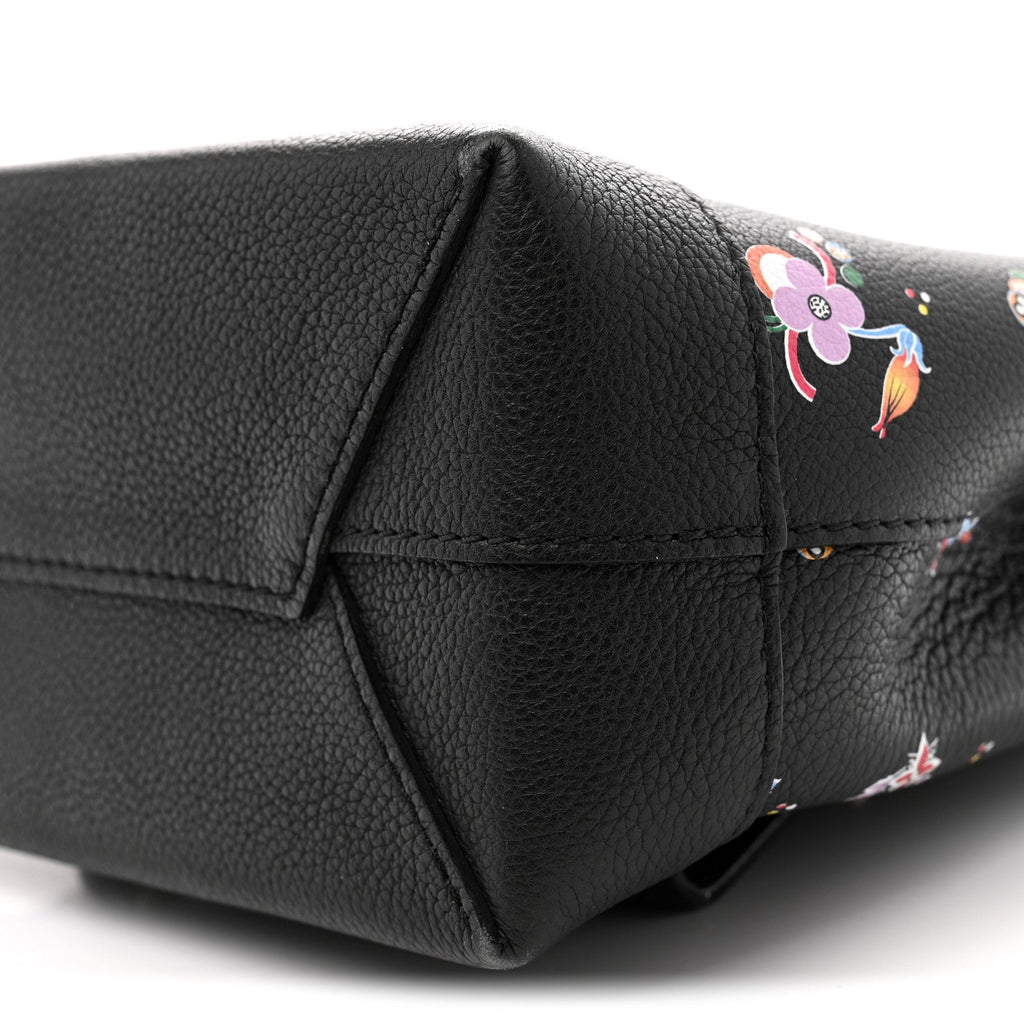 Louis Vuitton Calfskin Flower Lockme Mini Backpack Black Multicolor
