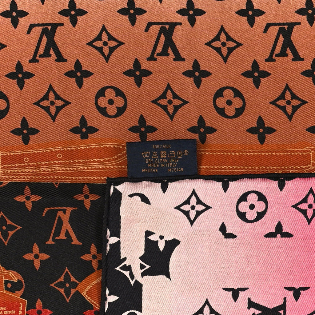 Louis Vuitton Silk Monogram Rising Confidential Square Scarf 70 Beige Multicolor