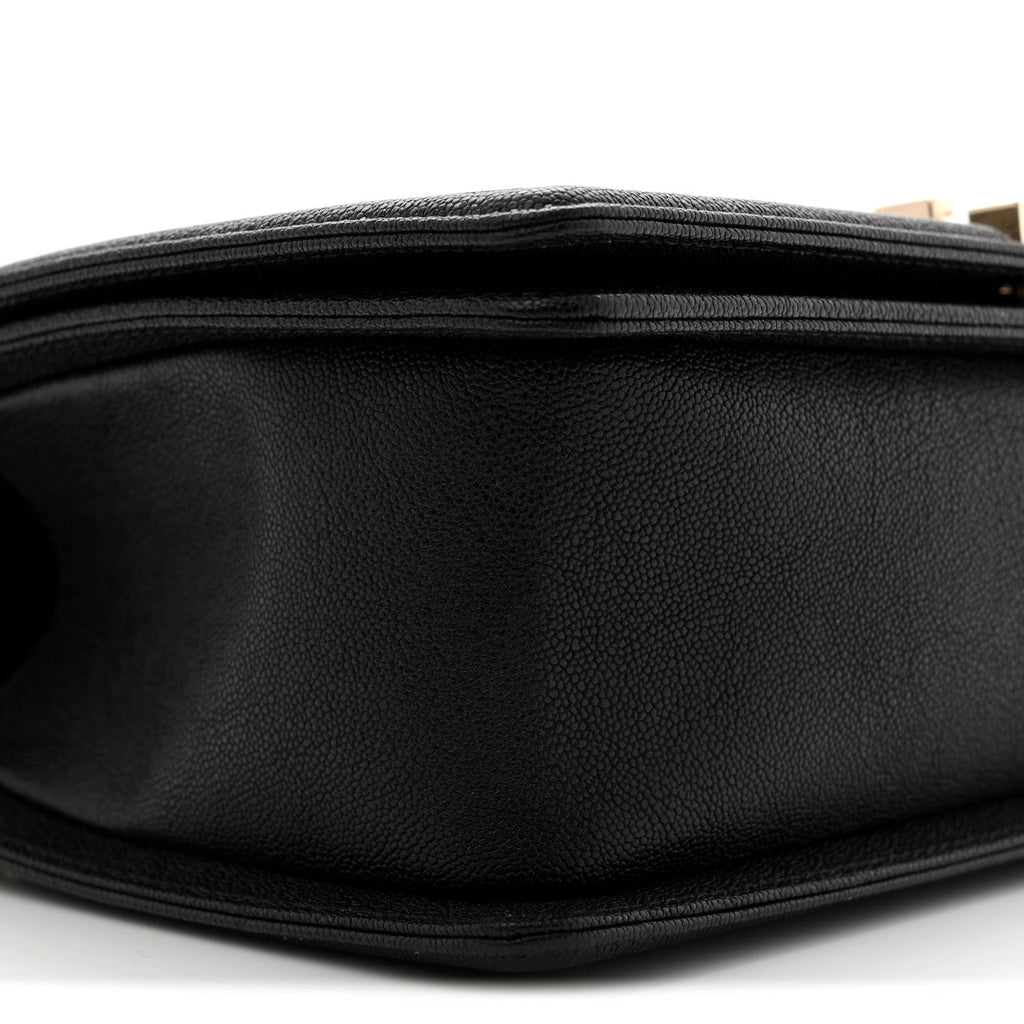 Chanel Caviar Chevron Quilted Medium Boy Flap Black