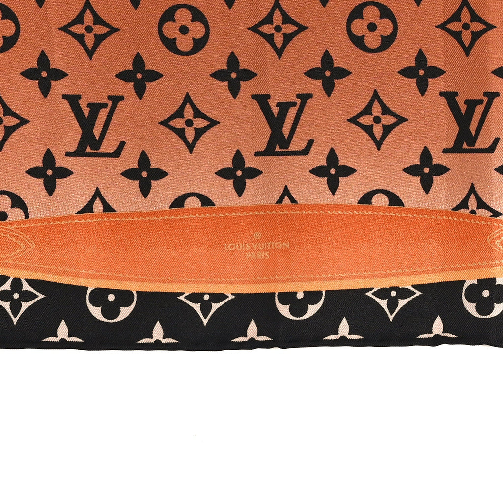Louis Vuitton Silk Monogram Rising Confidential Square Scarf 70 Beige Multicolor