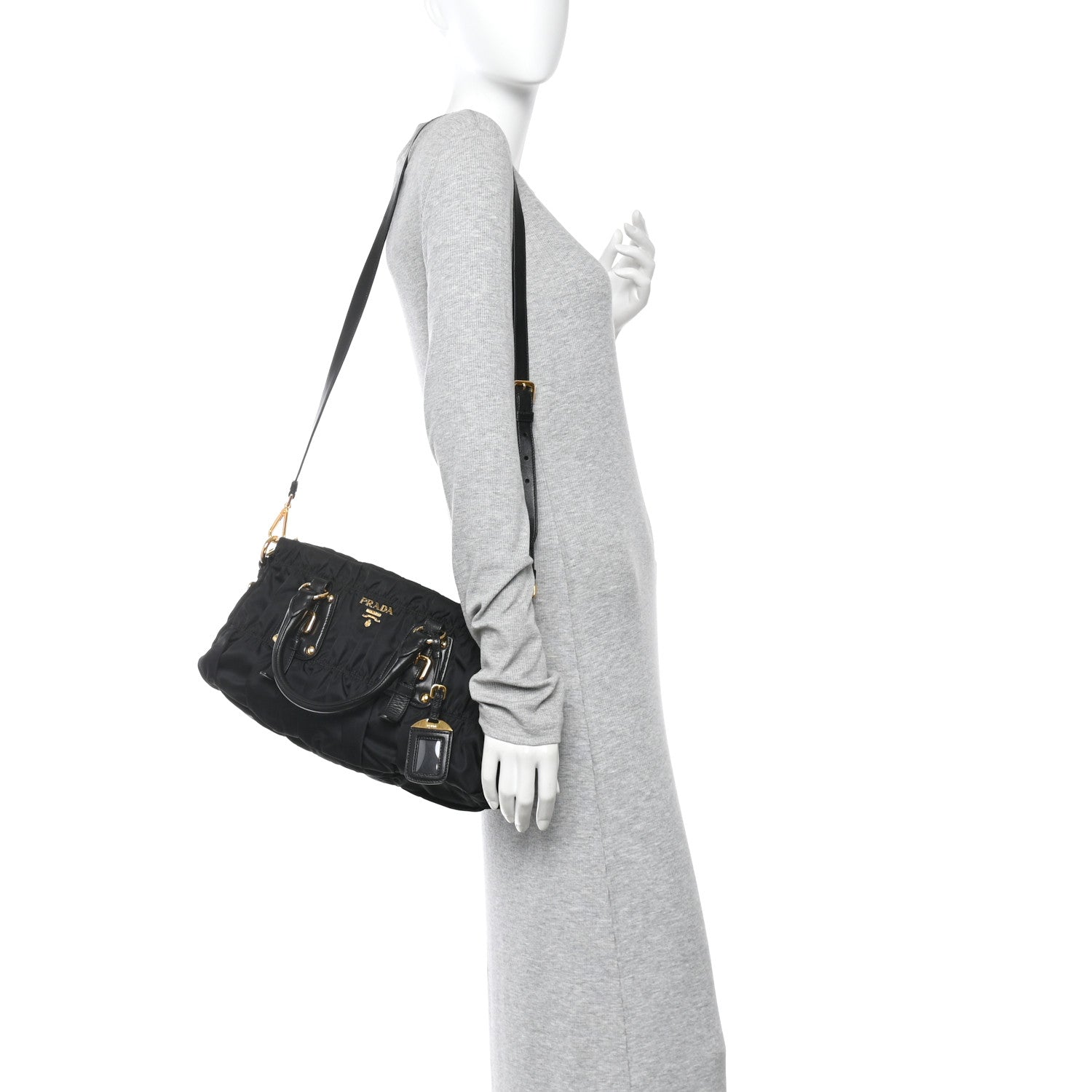 Prada Tessuto Nylon Gaufre Shopping Satchel Black